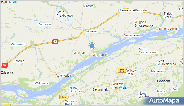 mapa Miączynek, Miączynek na mapie Targeo